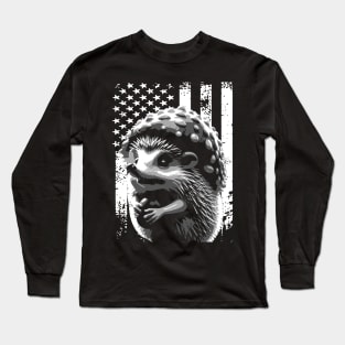 Spiky Sweetness Stylish American Flag the Cuteness of Hedgehogs Long Sleeve T-Shirt